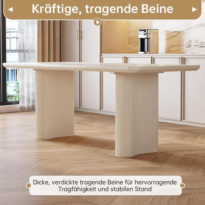 Moderner Esstisch Weiß mit 4 gepolsterten Stühlen – Esszimmer Set