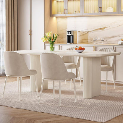 Moderner Esstisch Weiß mit 4 gepolsterten Stühlen – Esszimmer Set