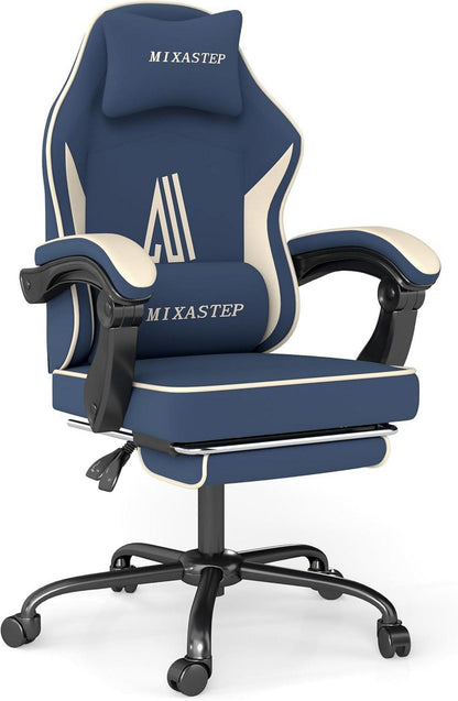 Ergonomischer Gaming Stuhl mit Fußstütze & Lendenkissen