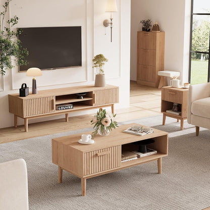Holz Couchtisch mit Schublade & Ablage – 100x43x50 cm