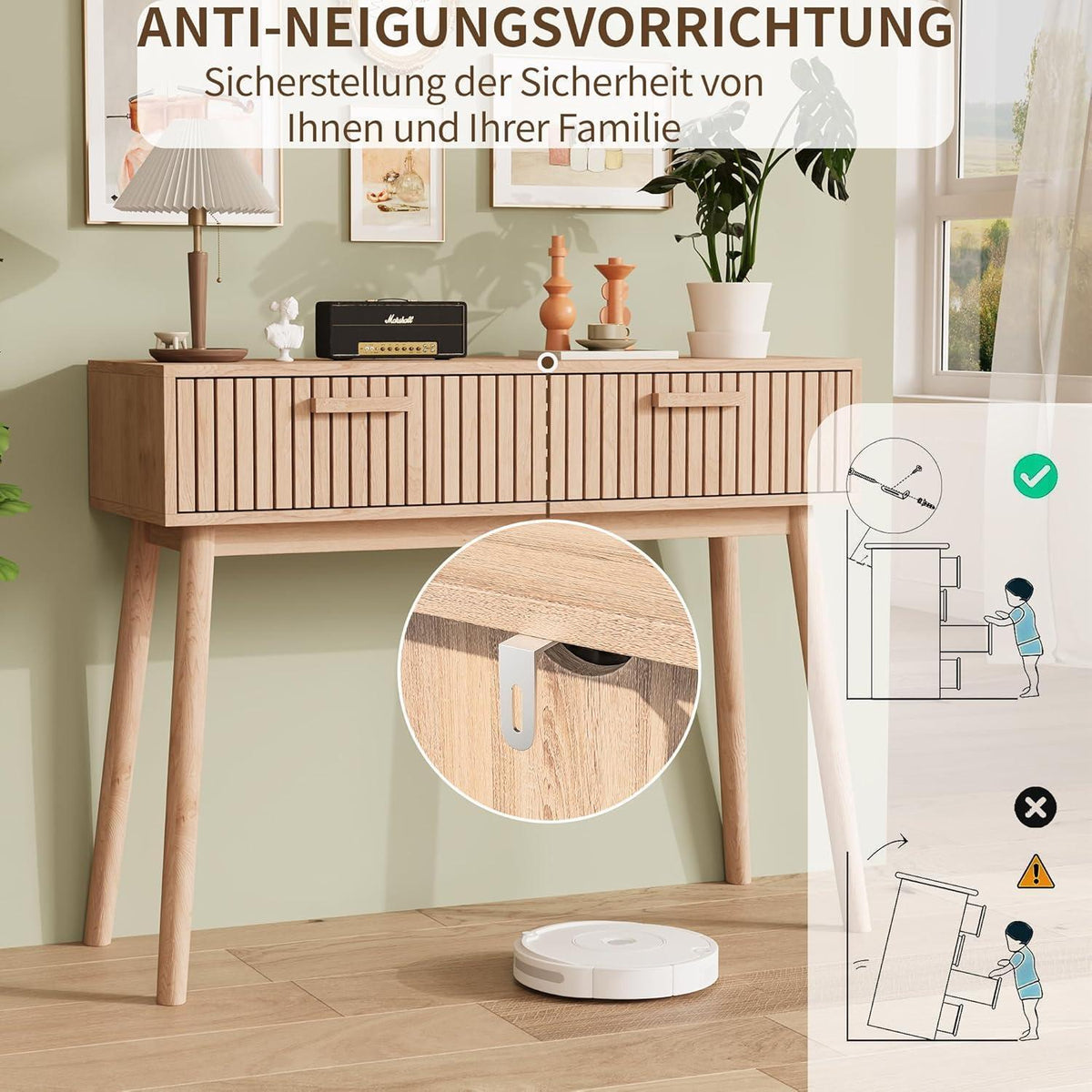 Schreibtisch mit 2 Schubladen – Eiche Optik, 100x80cm