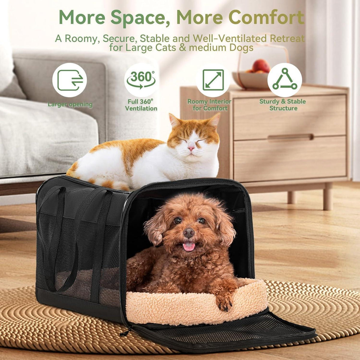 Transporttasche Katze & Hund – Schwarz, 48,5 x 31 x 31,5 cm