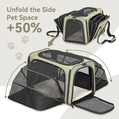 Faltbare Transporttasche für Katze & Hund – Grün, bis 7kg