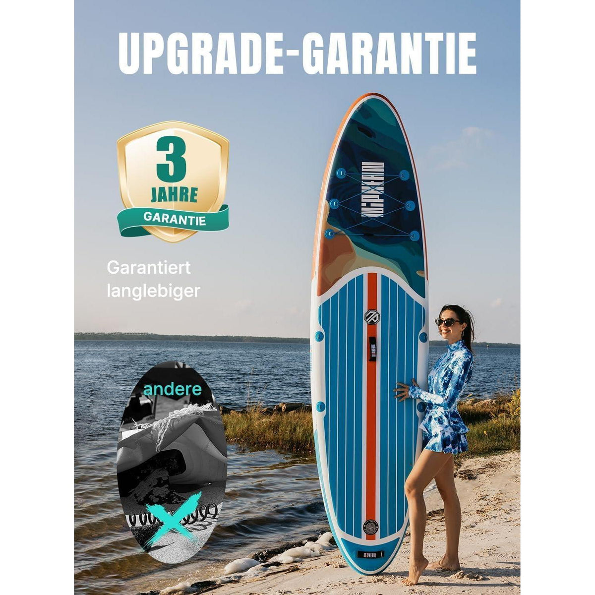 Aufblasbares Stand Up Paddle Board für 2 Personen mit Zubehör