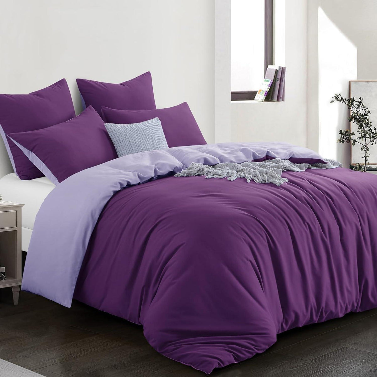 Bettwäsche-Set 200x220 cm Lila Lavendel Wendebettwäsche Mikrofaser