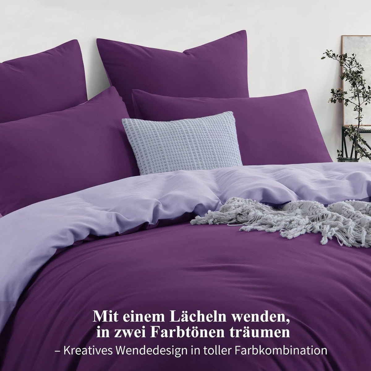 Bettwäsche-Set 200x220 cm Lila Lavendel Wendebettwäsche Mikrofaser