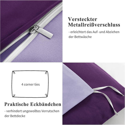 Bettwäsche-Set 200x220 cm Lila Lavendel Wendebettwäsche Mikrofaser