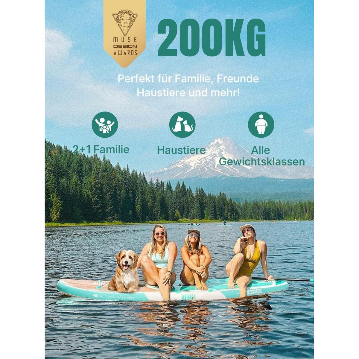 Aufblasbares Stand Up Paddle Board für Erwachsene, 320cm, 200kg Tragkraft, mit Sitz