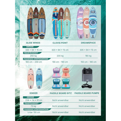 Aufblasbares Stand Up Paddle Board für Erwachsene, 320cm, 200kg Tragkraft, mit Sitz