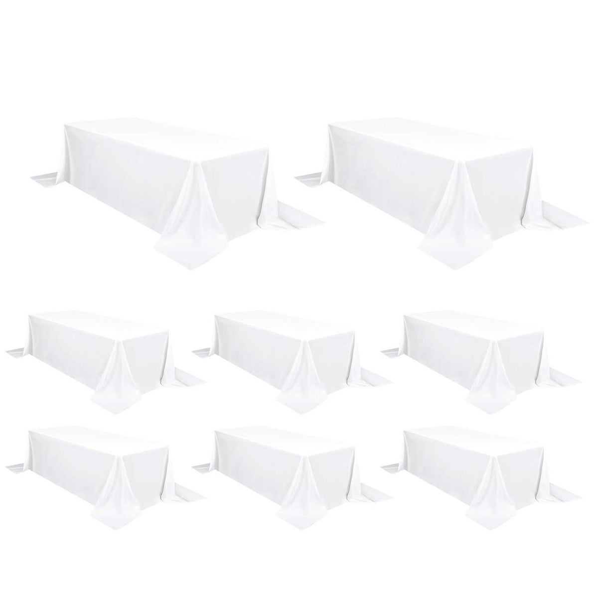 Weiße Tischdecken 8er-Set, 229x396 cm, Rechteckig für Bankett & Events