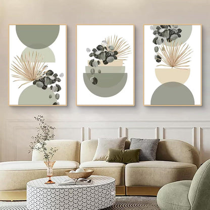 3er Set Boho Poster Grün Pflanzen Wandbilder Wohnzimmer Schlafzimmer