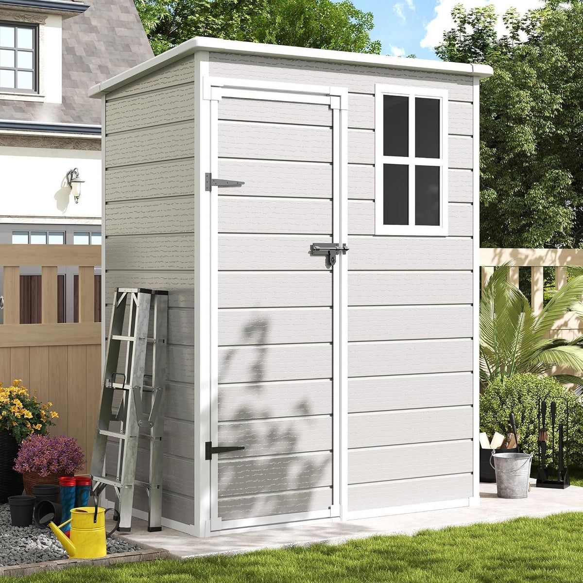 Wetterfestes Gartenhaus 152x92x192cm – Kunststoff Schuppen