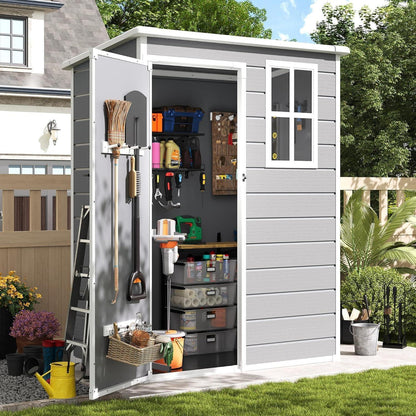 Wetterfestes Gartenhaus 152x92x192cm – Grau & Weiß