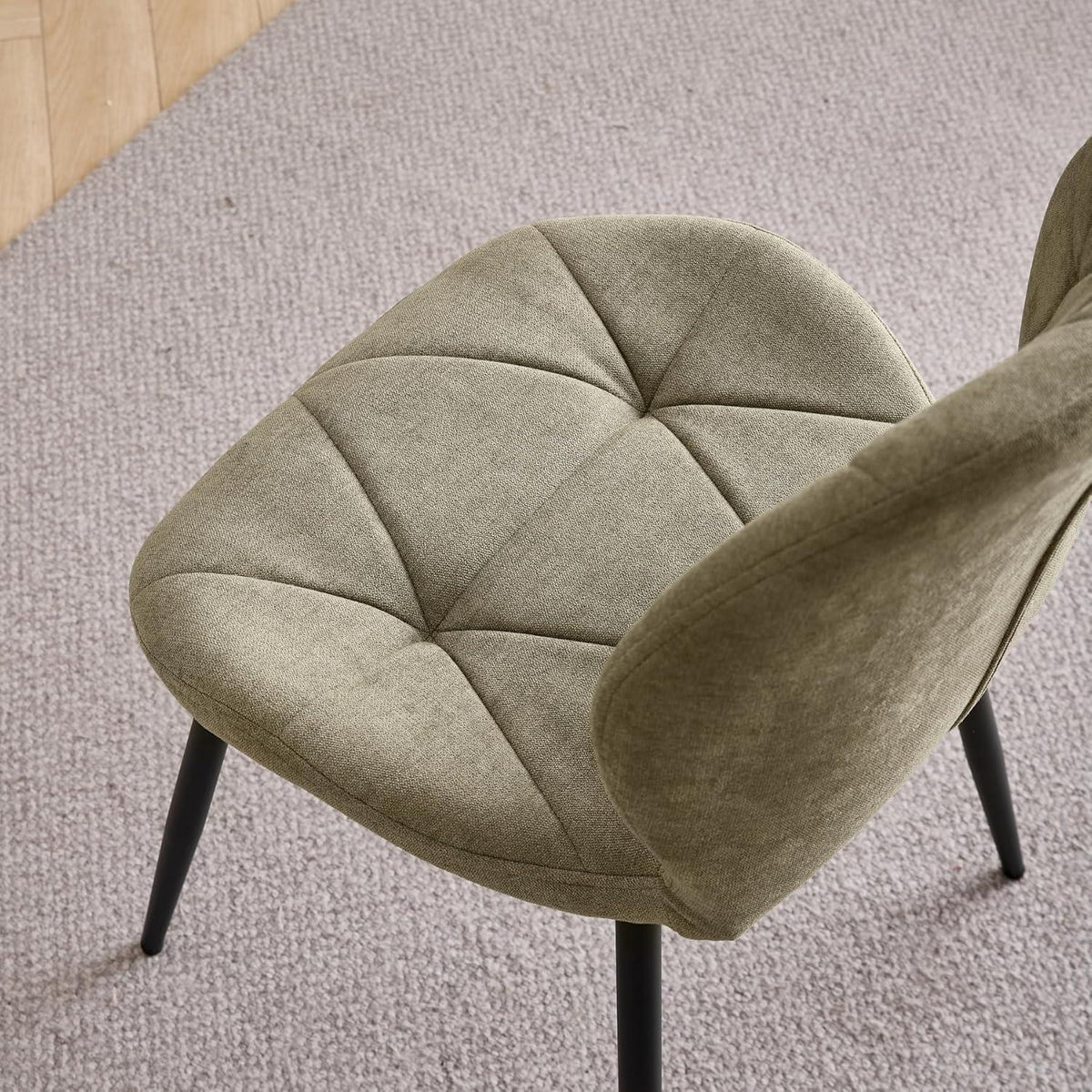 8 Esszimmerstühle Modern Gepolstert Grün Rautenmuster
