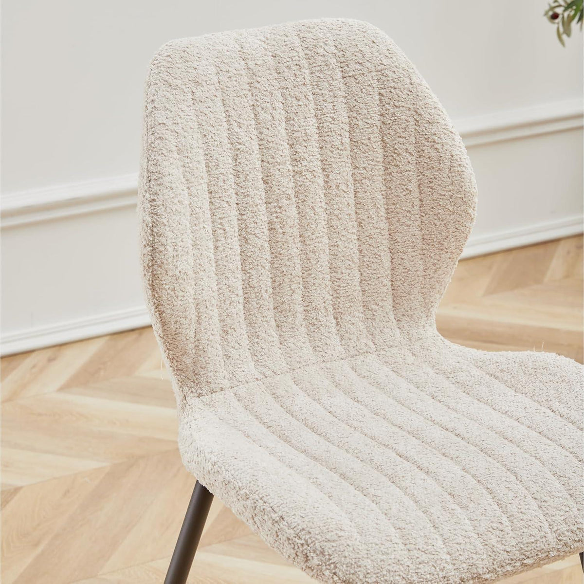 8er Set Esszimmerstühle Modern Beige Streifenmuster
