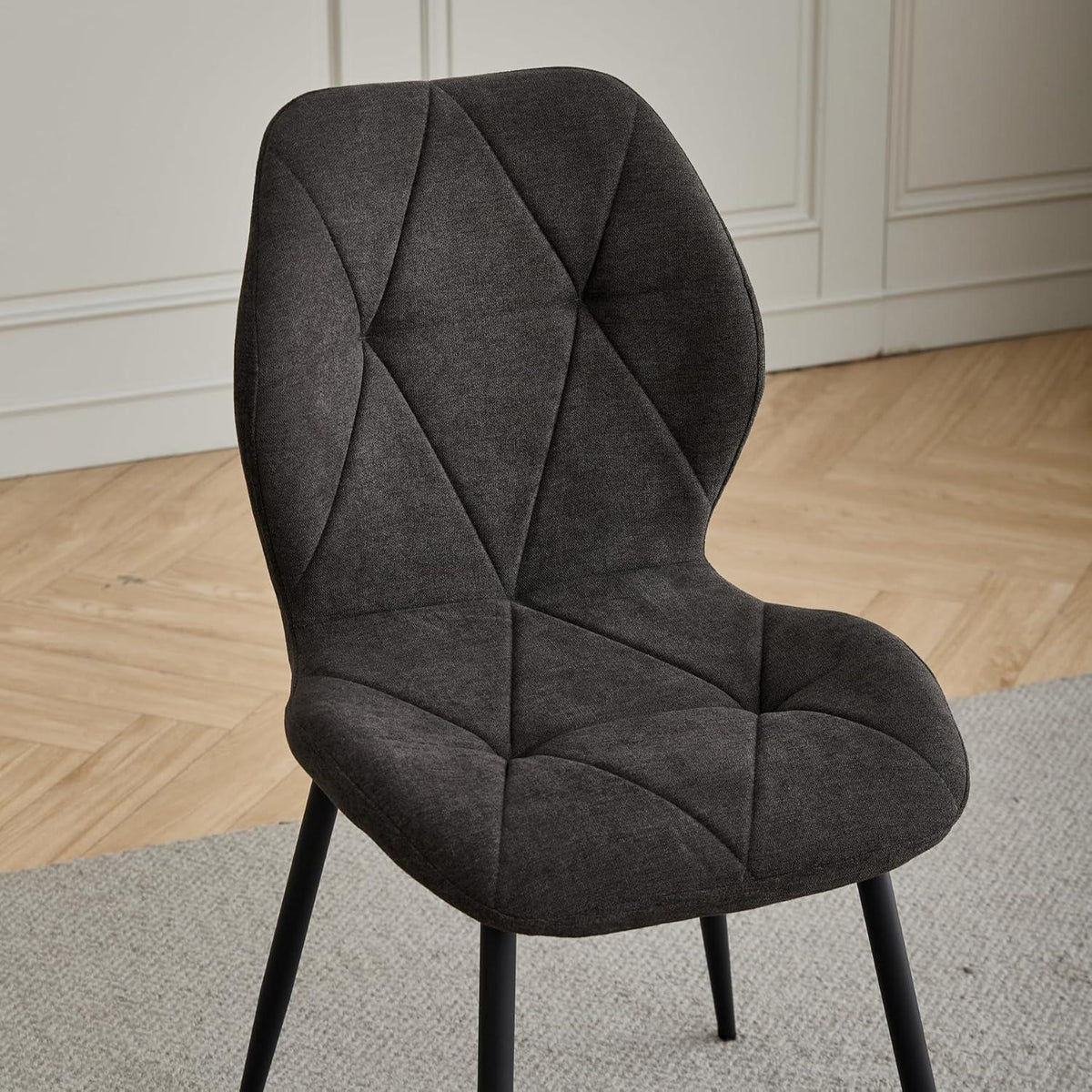 8 Esszimmerstühle Modern Gepolstert Schwarz Rautenmuster