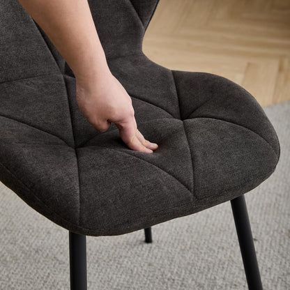8 Esszimmerstühle Modern Gepolstert Schwarz Rautenmuster