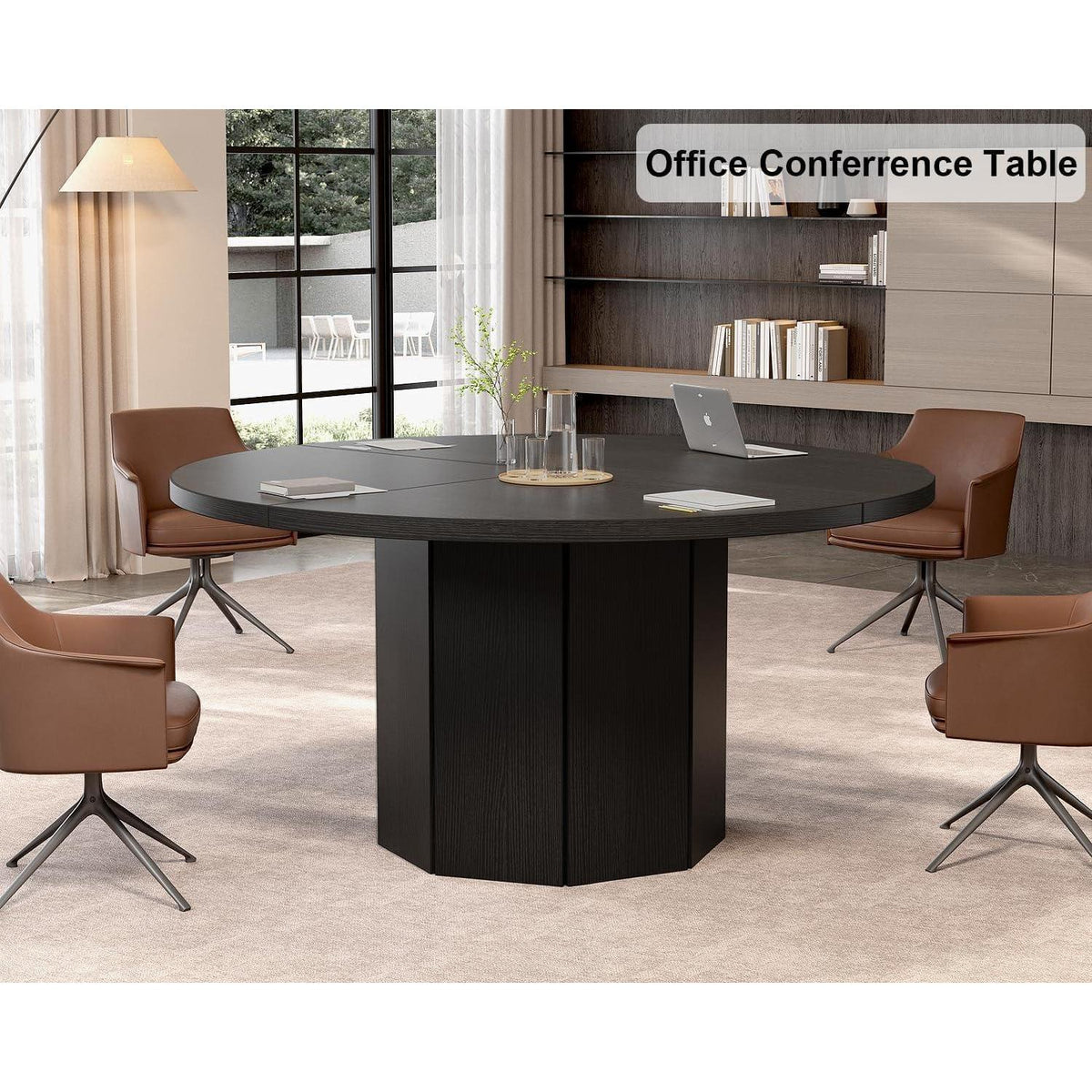 Runder Esstisch Holz Schwarz Eiche | Modern Küchentisch für 4-6 Personen