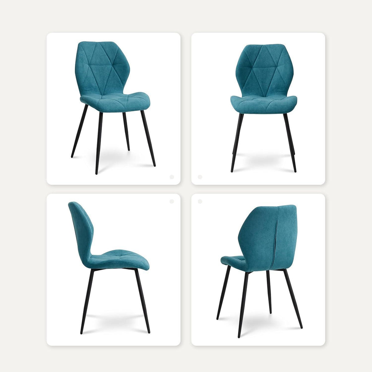 8 Esszimmerstühle Modern Blau Gepolstert mit Rautenmuster