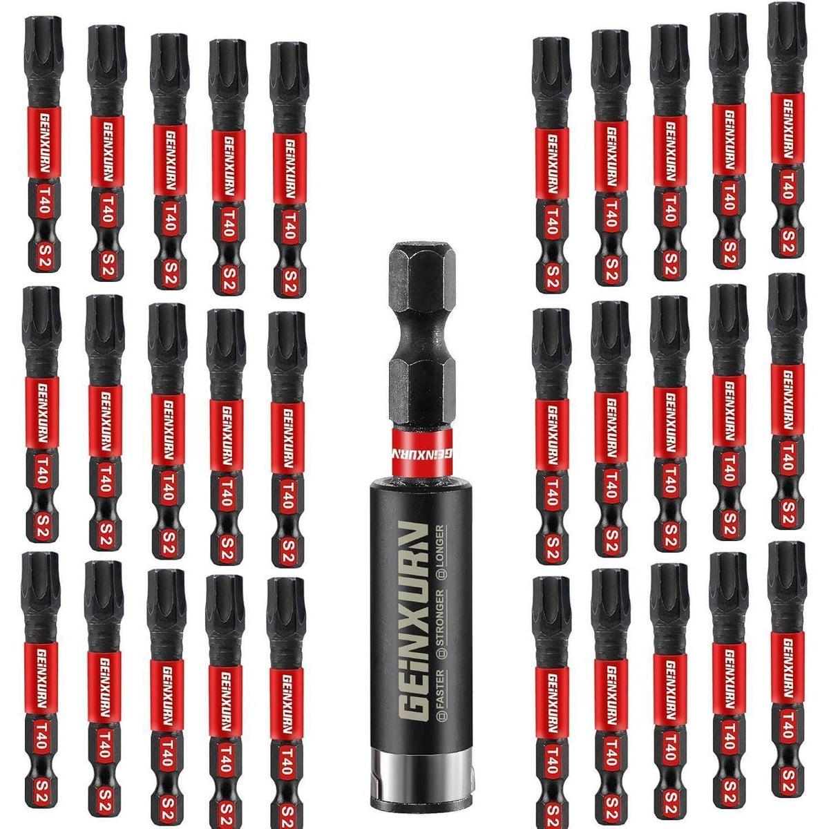 Schlagfester Torx T40 Schrauberbitsatz 50mm, 30 Stück mit Magnet-Bit-Halter