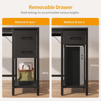Cubiker Schreibtisch 100x50x75cm mit 2 Schubladen Büro Wohnzimmer Stahlgestell Schwarz