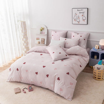 Herzens Bettwäsche-Set Mädchen 135x200 Rot Rosa Weiß