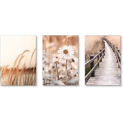 Boho Poster Set 3er Strand Landschaft Leinwandbild 40x50cm