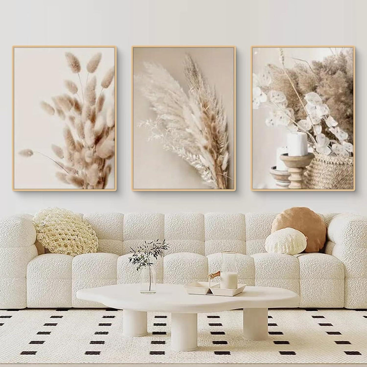 Boho Poster Set 3er Strand Landschaft Wandbilder Beige
