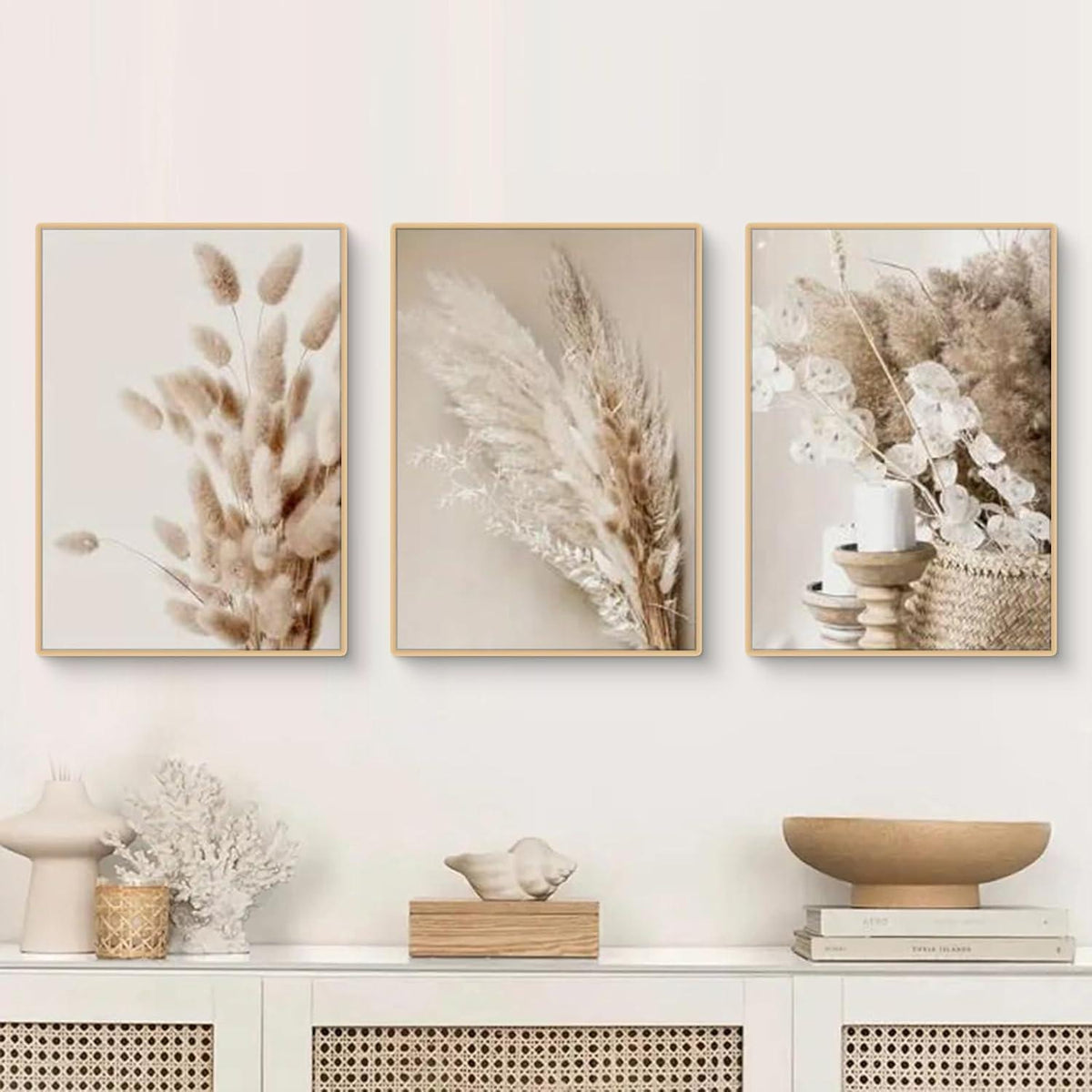 Boho Poster Set 3er Strand Landschaft Wandbilder Beige