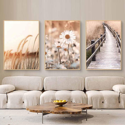Boho Poster Set 3er Strand Landschaft Leinwandbild 50x70cm