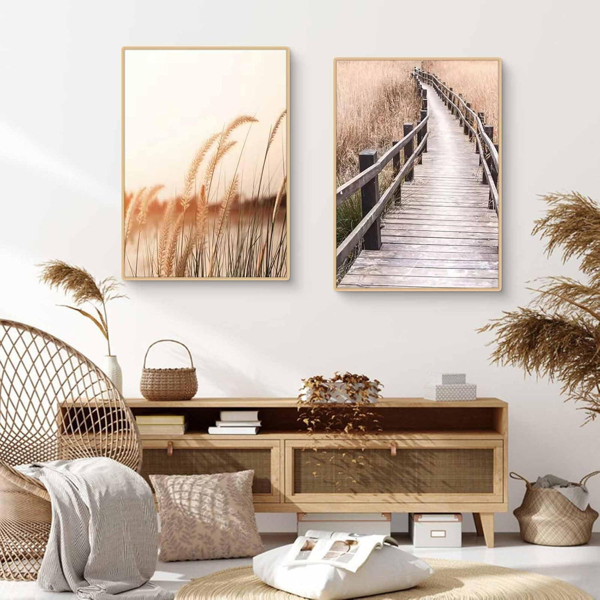 Boho Poster Set 3er Strand Landschaft Leinwandbild 50x70cm