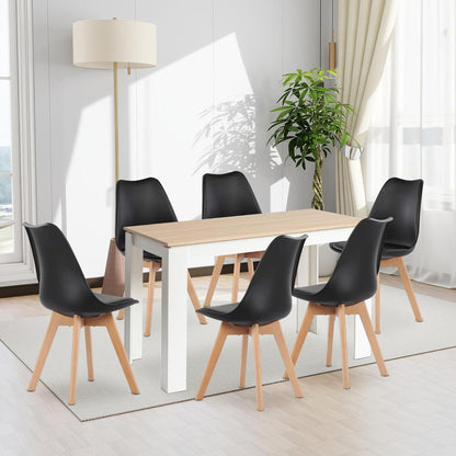Essgruppe Esstisch mit 6 Stühlen – Eiche-Weiß 120cm