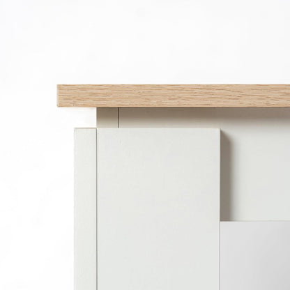 Essgruppe Eiche-Weiß 120cm mit 4 Esszimmerstühlen