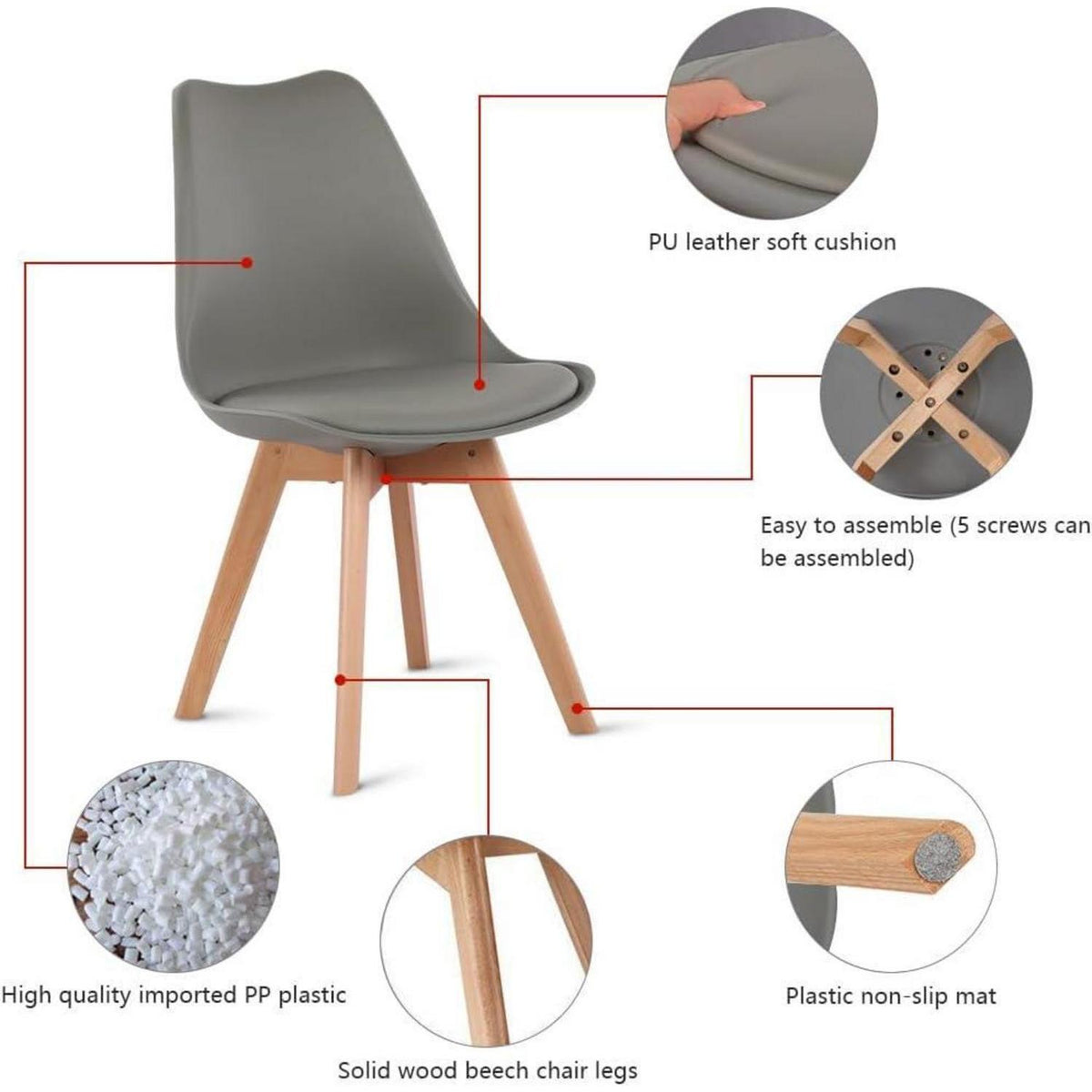 Essgruppe Esstisch 160cm Eiche & 6 Esszimmerstühle Grau