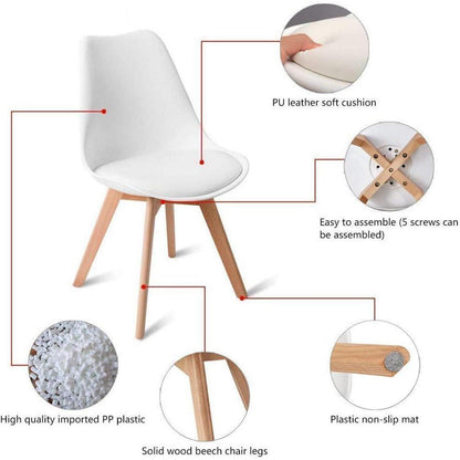 Essgruppe Esstisch mit 6 Stühlen Eiche-Weiß 120cm