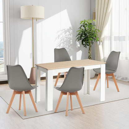 Essgruppe Eiche-Weiß 120cm mit 4 Grau Stühlen
