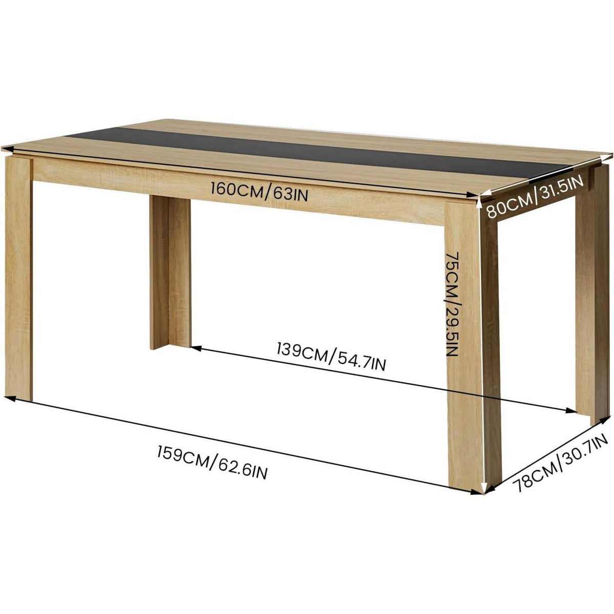 Essgruppe Esstisch mit 8 Stühlen – Eiche Schwarz & Grau