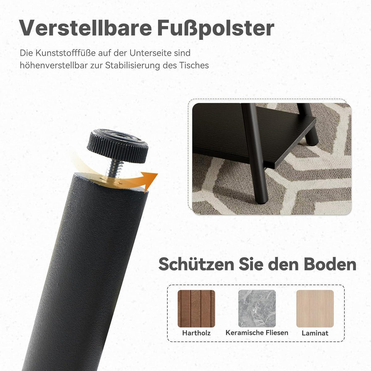 Runder Beistelltisch mit 2 Ebenen und Stauraum, Massivholz & Metall