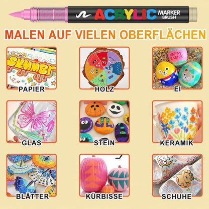 Acrylstifte Set 36 Farben – Wasserfest & Brush Tip