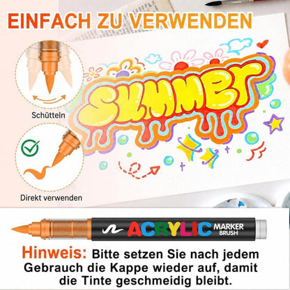 Acrylstifte Set 36 Farben – Wasserfest & Brush Tip