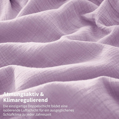 Doppelte Muslin Bettwäsche Lila 200x200 - 3-teilig, Baumwolle