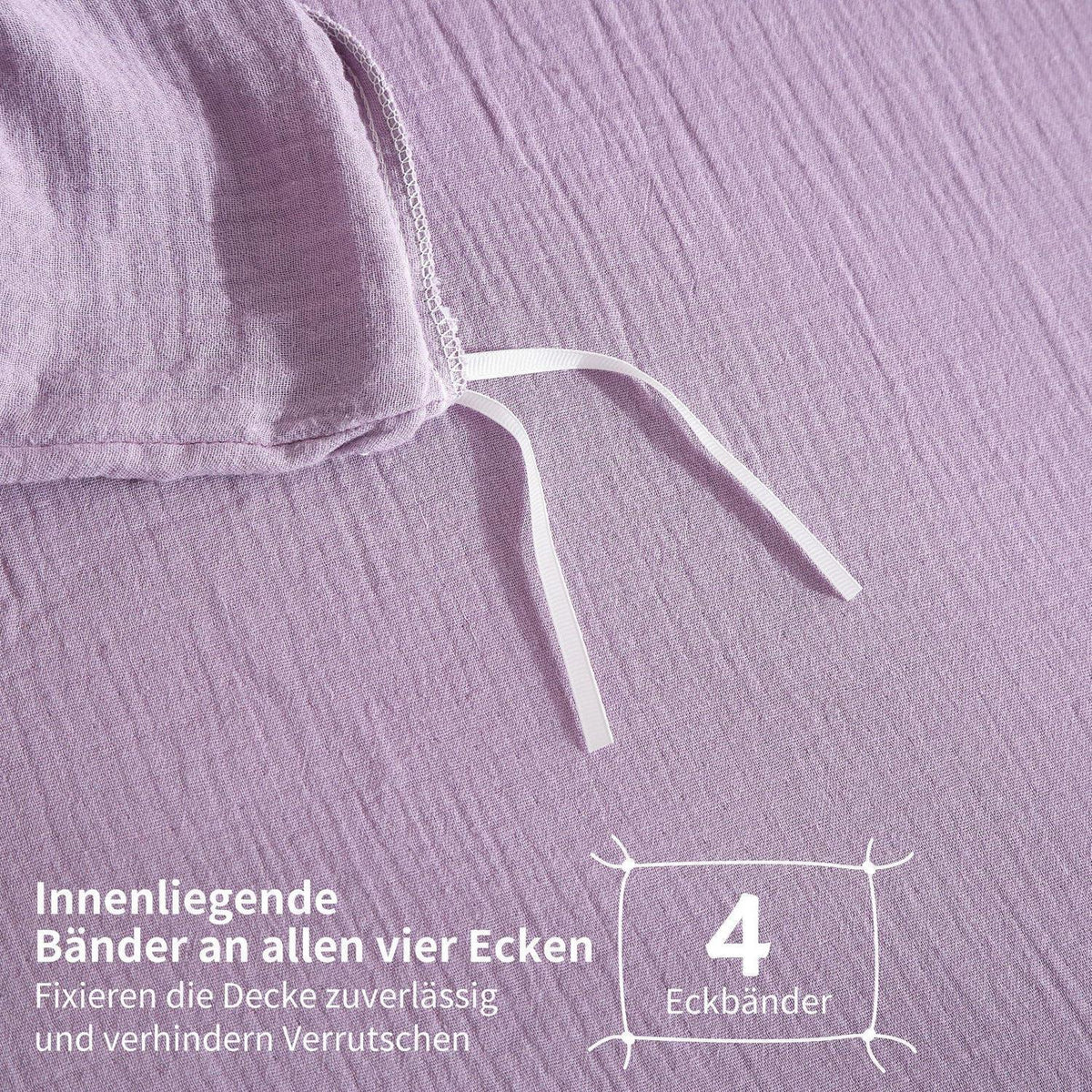 Doppelte Muslin Bettwäsche Lila 155x220 cm - 3-teilig