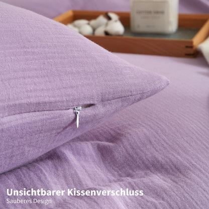 Doppelte Muslin Bettwäsche Lila 155x220 cm - 3-teilig