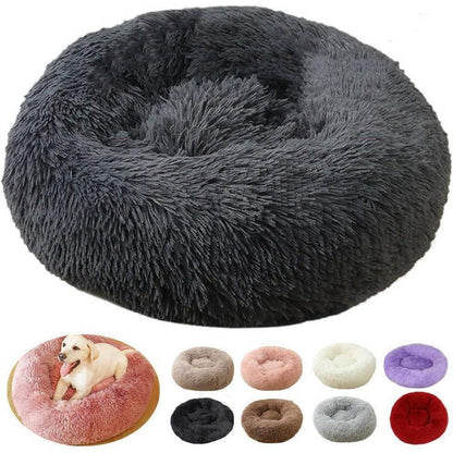 Flauschiges Hundebett XXL (120cm) Dunkelgrau – Rundes Kuschelbett