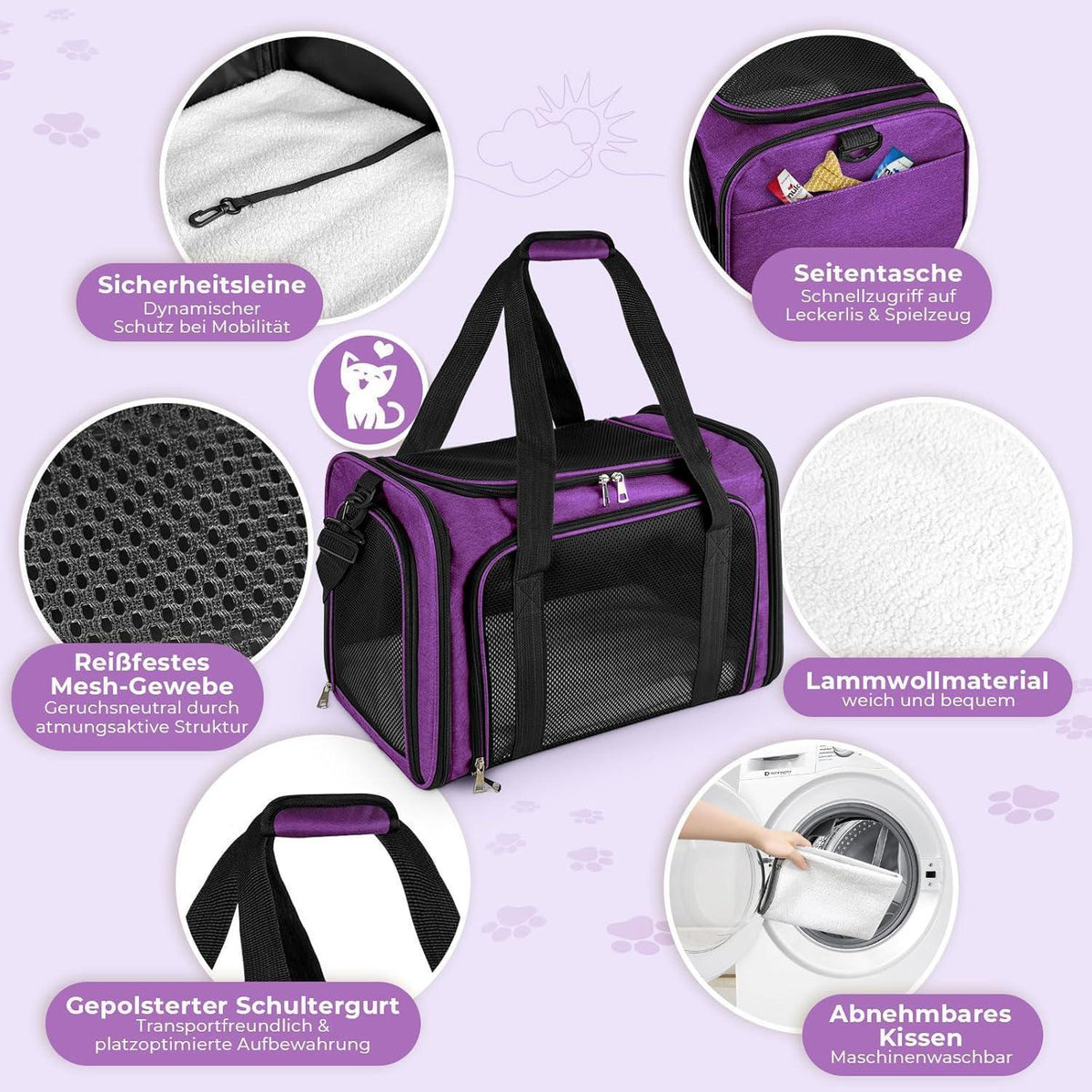 Faltbare Katzentransportbox L – Tragetasche für Katze & Hund 5kg