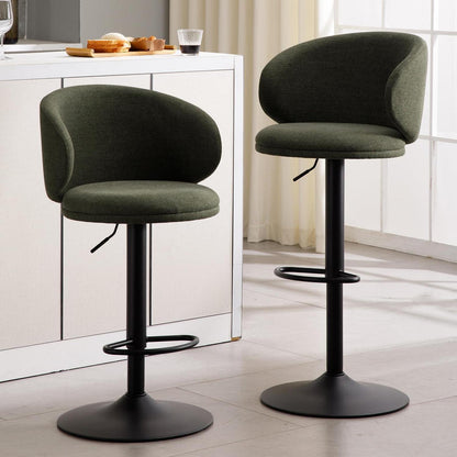 Barhocker Set 2er Leinen Grün Höhenverstellbar
