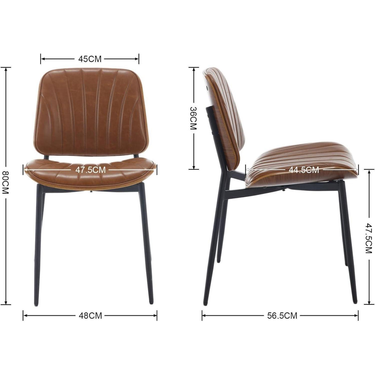Esszimmerstühle 2er Set, Modern & Komfortabel in Lederoptik