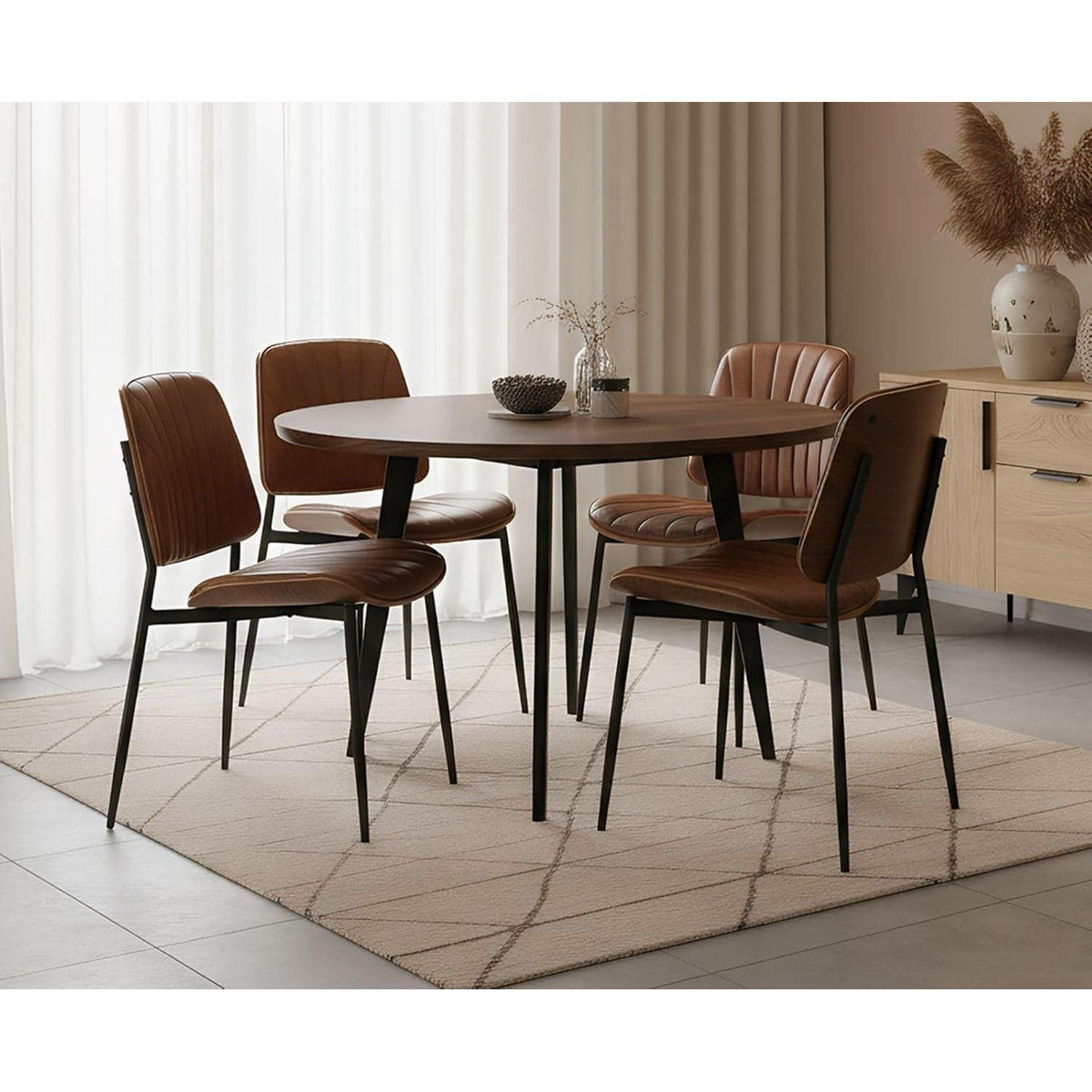 Esszimmerstühle 2er Set, Modern & Komfortabel in Lederoptik