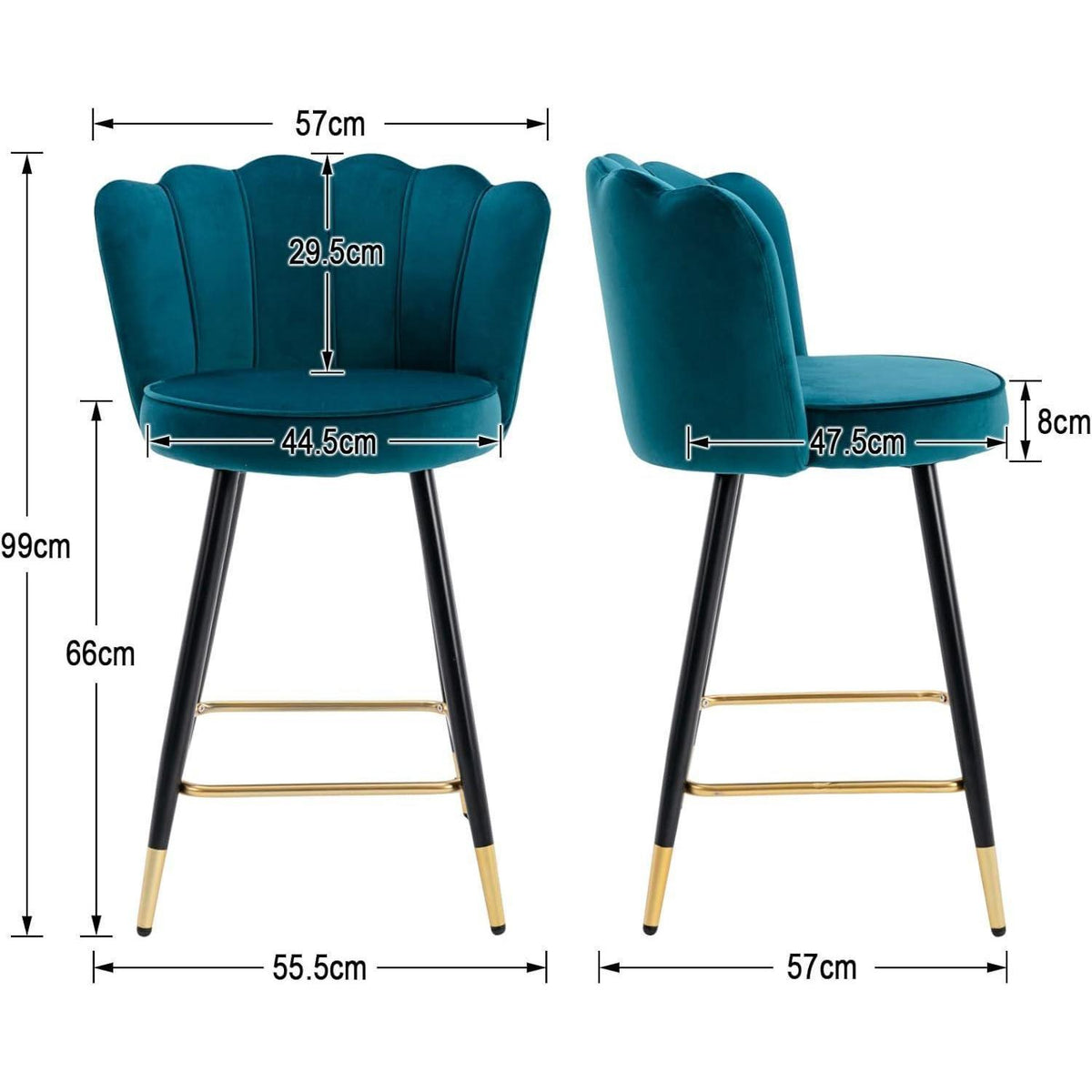 Ya-Home Samt Barhocker 2er Set, Blau – Komfortabler Tresenstuhl