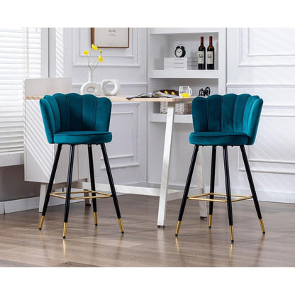 Ya-Home Samt Barhocker 2er Set, Blau – Komfortabler Tresenstuhl